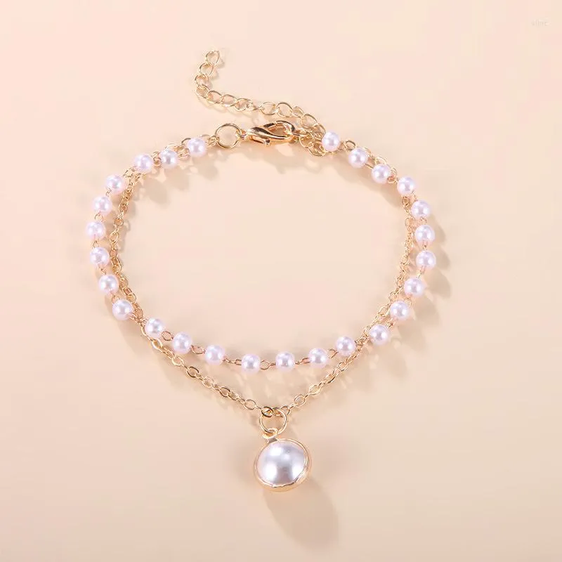 Strand 2023 Ins Style Simple Double-Layer Pearl Armband Women's Cool Fashion Prevalent Hand Accessories