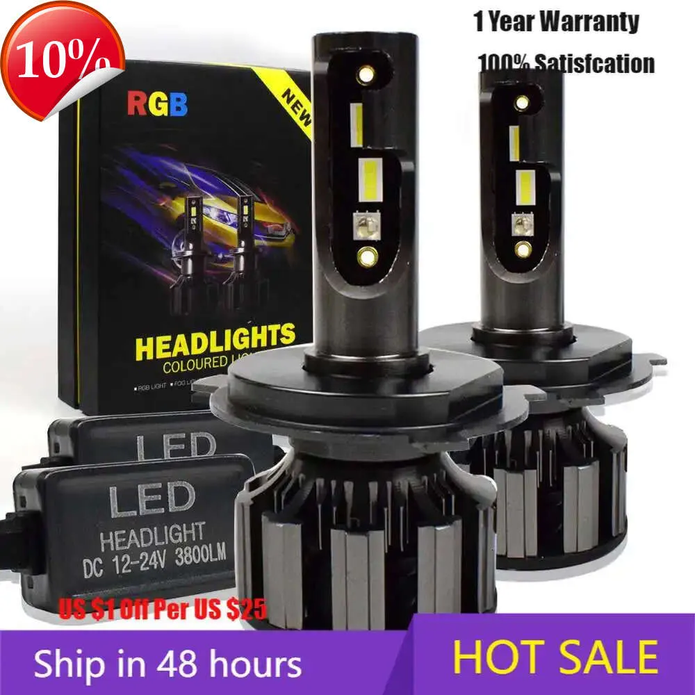 Novo aplicativo de controle bluetooth rgb carro led farol cor mutável luz h1 h3 h8 h9 h11 9005 9006 lâmpada cabeça automática led h4 led h7 lâmpadas