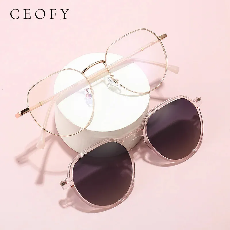 Solglasögon ramar ceofy kvinnor mode glasögon ram polariserat klipp på varumärkesdesigner myopia recept retro glasögon 231123