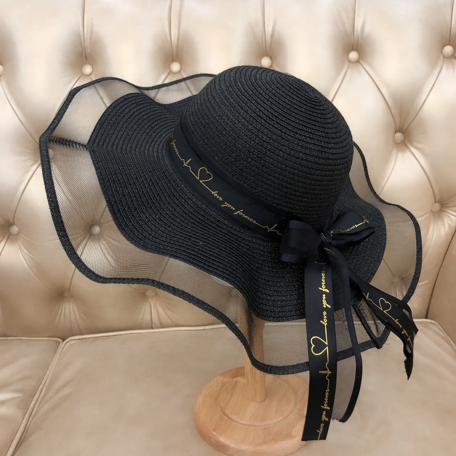 Cappelli a tesa larga Secchio Stile coreano Donna Paglia Garza Giunto Fiocco Nastro Grande Parasole Ins Celebrity Outing Moda Vacanza al mare Cappello da ghiacciaio 230424