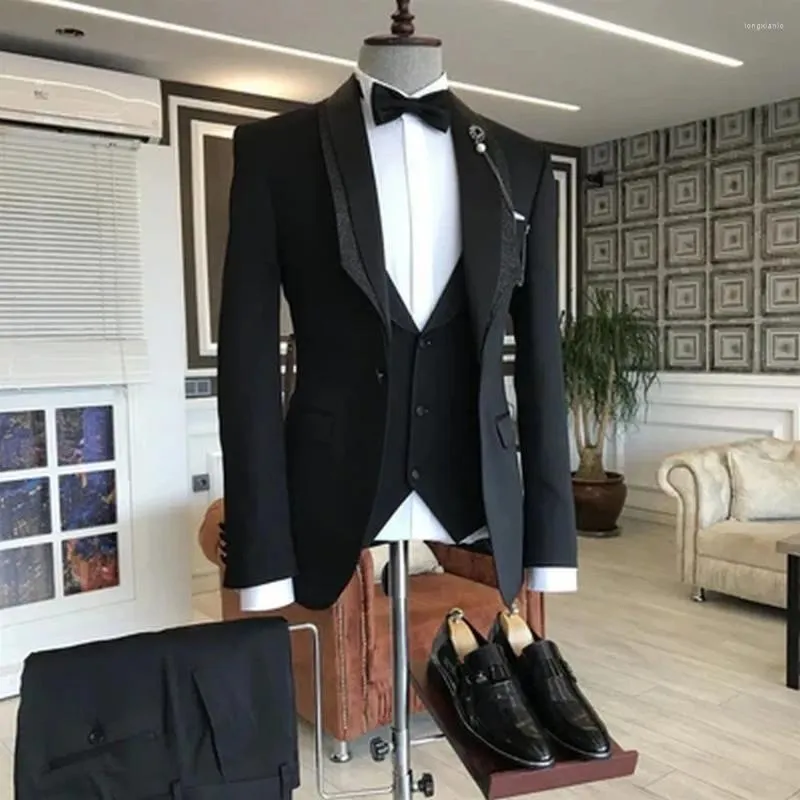 Men's Suits Black Men Tuxedo Groom Groomsman Business Suit Wedding Party Dress Special Occasions Jacket Pants Vest 3 Piece Set 01