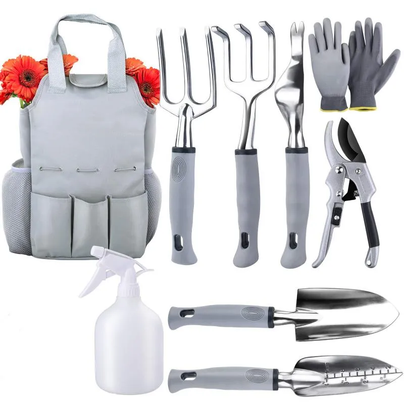 Équipements d'arrosage Kit de jardinage d'outils de jardin avec poignées ergonomiques pour creuser et plantation du sac de stockage anti-rust