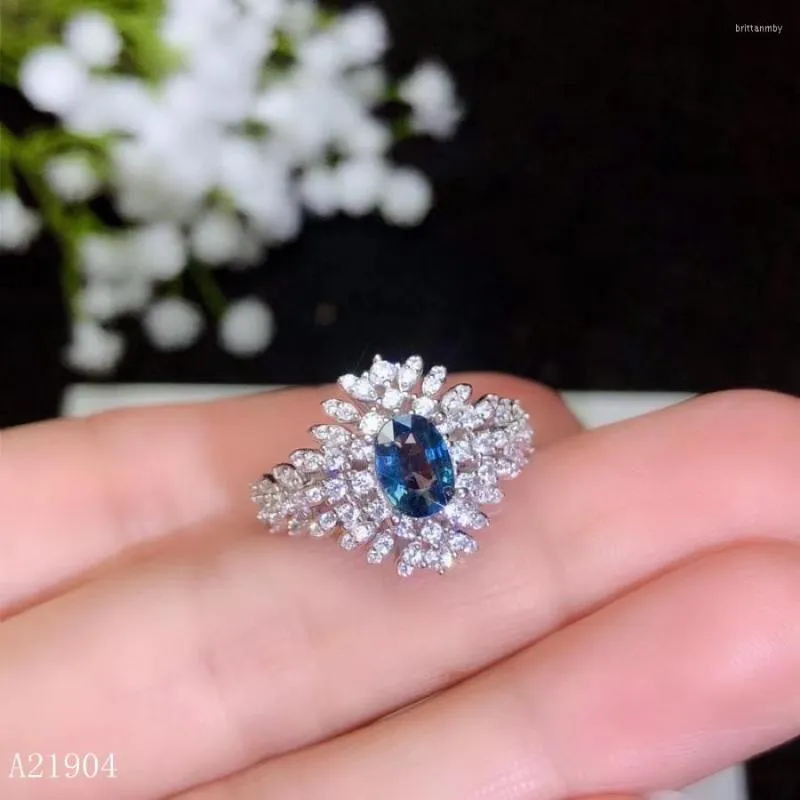 Cluster Ringe KJJEAXCMY Boutique Schmuck 925 Sterling Silber Intarsien Natürlicher Edelstein Blauer Topas Weiblicher Ring Unterstützung Erkennung