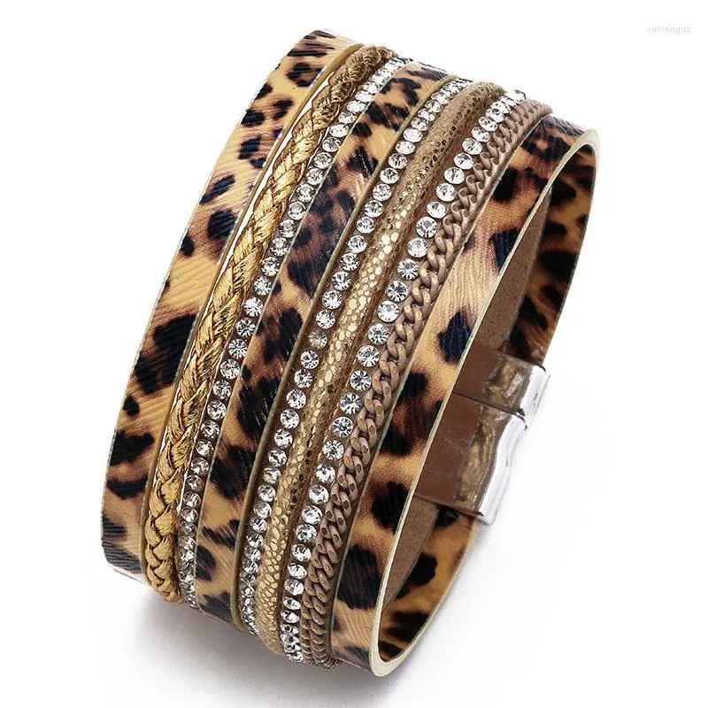 Lien Bracelets Cadeau Européen Et Américain Exagéré Brique Magnétique Boucle Bracelet Bracelet Léopard Peau Point Cheval Cheveux Dames