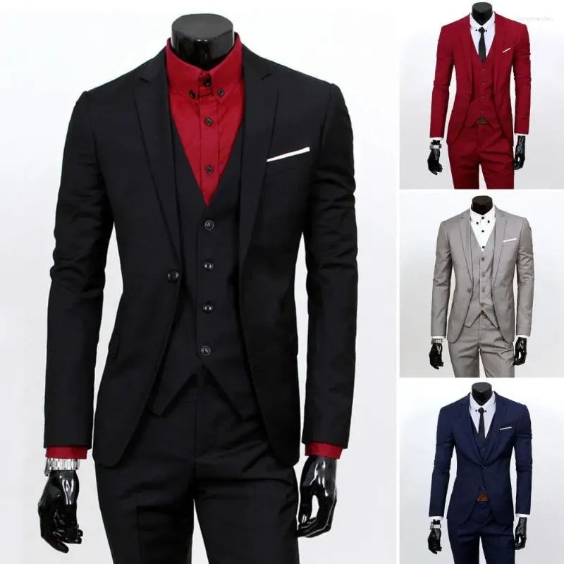 Men's Suits Wedding Suit Set Wear-resistant Pure Color Soft Fabric Single Button Separates Single-breasted Vest