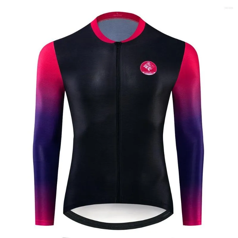 Racingjackor långa ärmar rosa-svart cykelskjorta geeklion fit mtb utomhus team cykel sportkläder snabb torr cilismo maillot