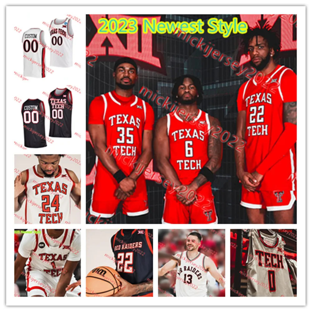 Texas Tech Red Raiders Basketball Jersey Kyeron Lindsay Eemeli Yalaho Darrion Williams Kerwin Walton K. J. Allen Davide Moretti Ttu Jerseys