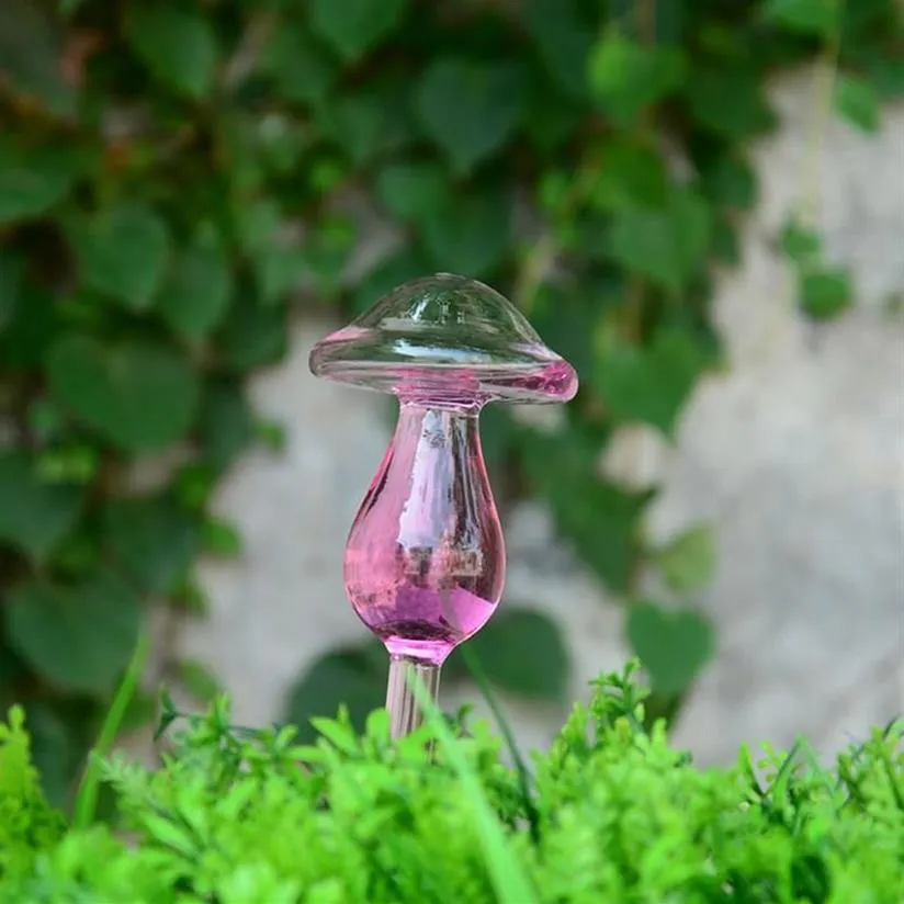 Vasos adorável vidro waterer auto rega globos pássaro forma mão soprada claro aqua bulbos planta cogumelo design279o