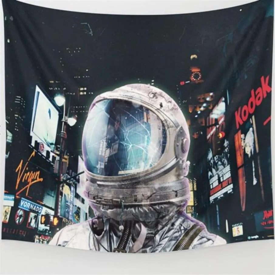 Spazio Astronauta Arazzo Appeso a parete Arte Banner Bandiere Camera da letto Dormitorio Divano Sfondo Decorazione Retro Astronauta Tela stampata Beac240D