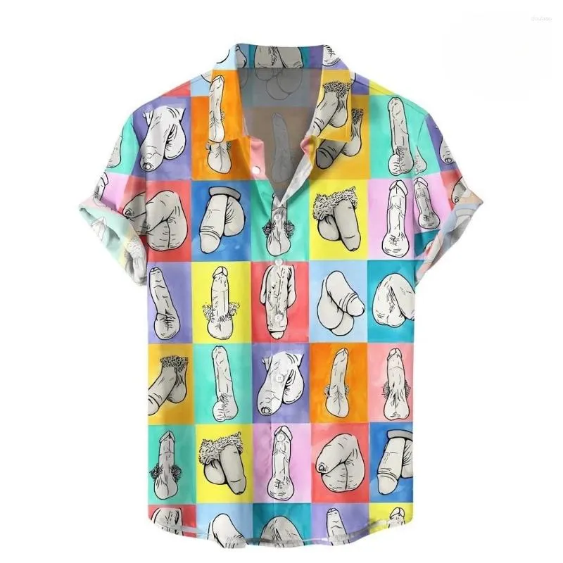 Casual shirts voor heren Hawaii 3D Drukbloemshirt zomer unieke sexy jurk mode street short mouw top plus size kleding 5xl