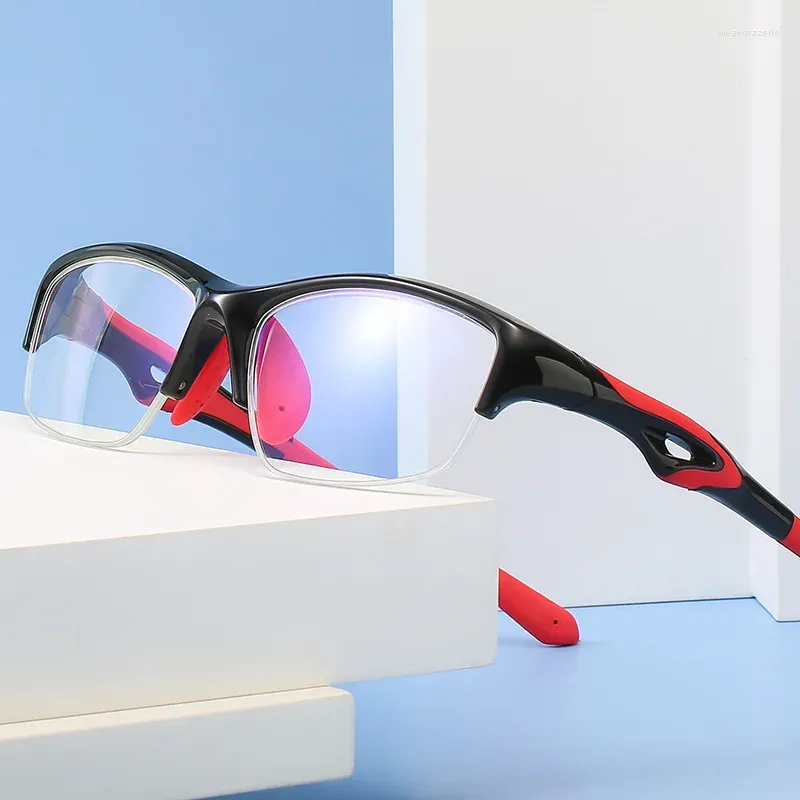 Güneş Gözlüğü Çerçeveleri 56-17-141 Erkek ve Kadın Spor Çerçevesi Gözlükleri Yarım TR90 Optik Silikon Burun Pedi