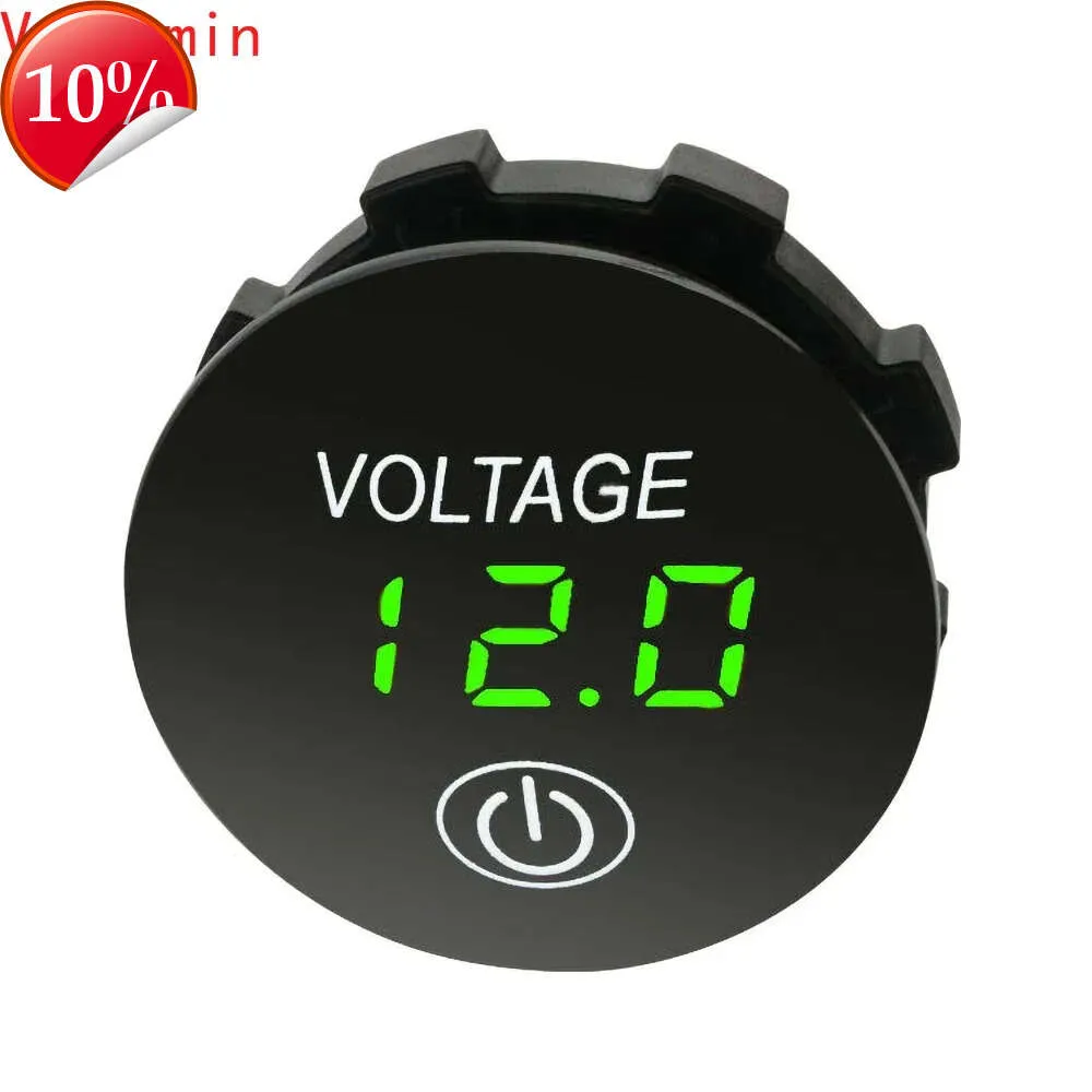 New 12-24V Car Motorcycle Boat Yacht Voltmeter DigitalRound Temperature Voltmeter Auto Voltage Test Display Digital Measurement