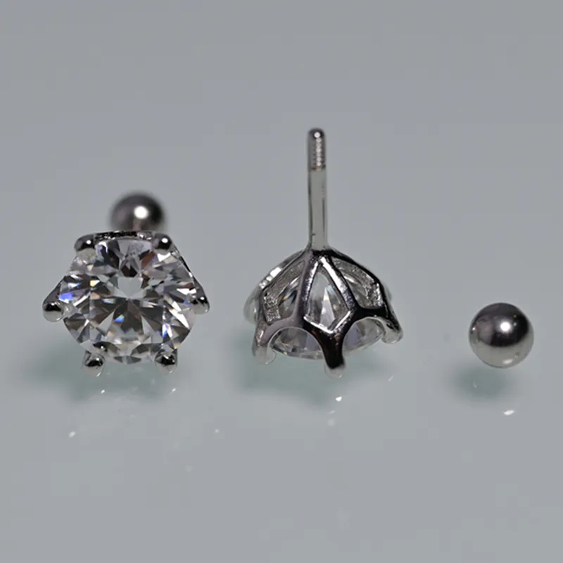 Bengelen kroonluchter smyoue 8 mm d kleur 2.0 karaat 100% stud oorbellen voor dames schroefdraad oorbuien 925 zilveren sieraden pass diamant test 230422