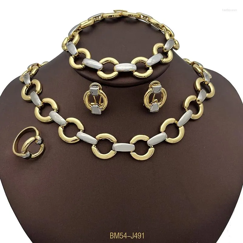 Necklace Earrings Set Gold Color Jewelry 24k Original Jewellery For Women Accessories Flower Bracelet Rings Bride