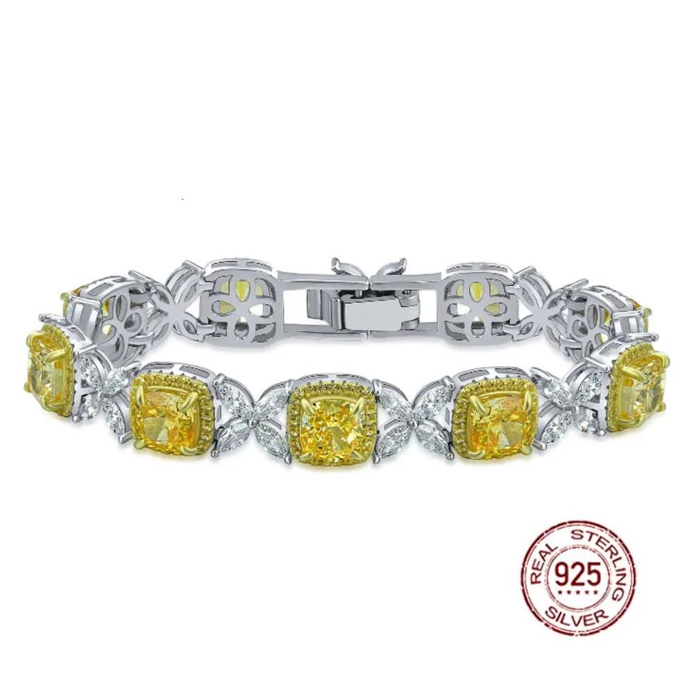 Clover Bracelet Women's Full Square 7*7 Ice Flower Cut 16/18Cm High Carbon Diamond Hand Jewelry