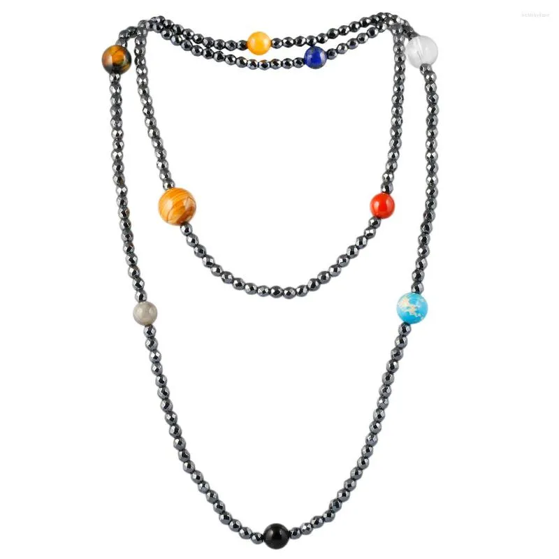 Pendant Necklaces TUMBEELLUWA Natural Crystal Stone Beads Reiki Healing Galaxy Necklace ELastic Long Chain For Unisex Men Women Jewelry