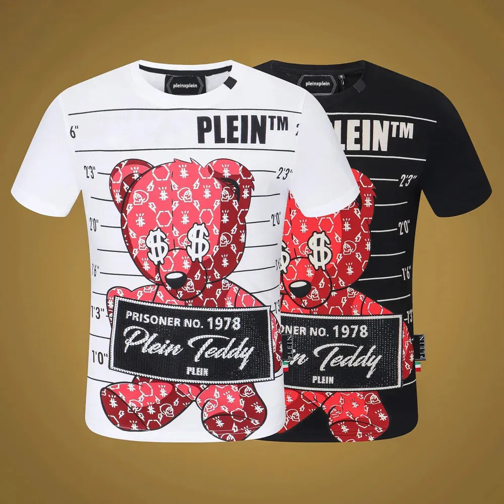 Pleinxplein T 셔츠 남성 디자이너 Tshirts 브랜드 의류 모조 다이아몬드 두개골 남자 티셔츠 클래식 고품질 힙합 스트리트웨어 Tshirt 캐주얼 탑 티즈 PB 11320