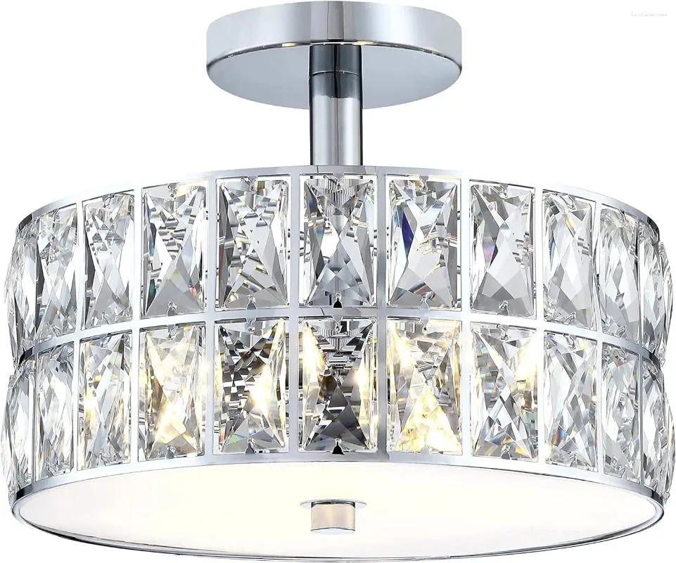 Chandeliers Farmhouse Drum Semi Flush Mount Close To Ceiling Lamp Fixture For Living Room Dining Bedroom Kitchen Island