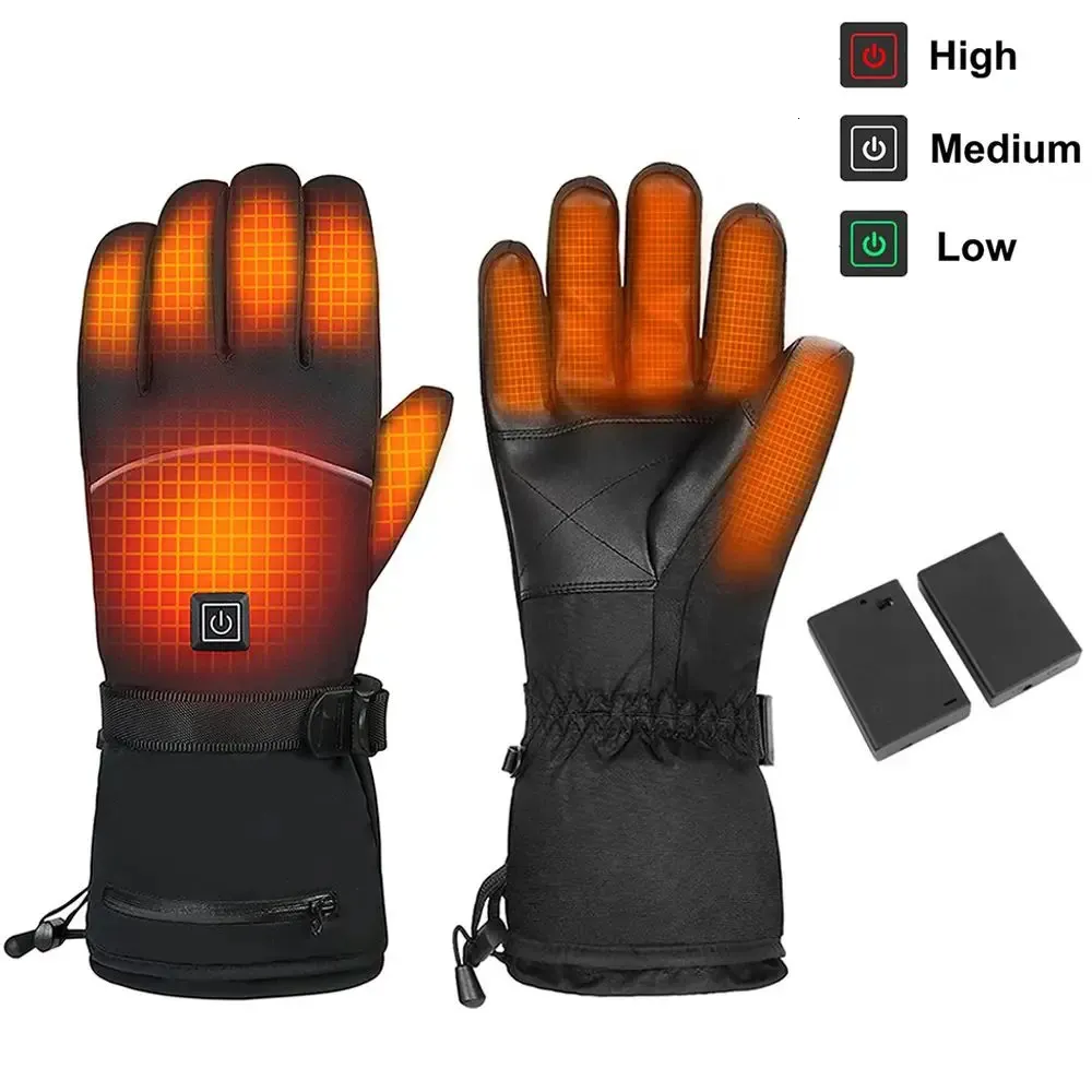 Skihandschoenen 1 paar elektrische thermische skihandschoenen Winter 3 niveaus warmer Fietsen Motor Fiets Touchscreen Verwarmde handschoenen voor heren Dames 231123