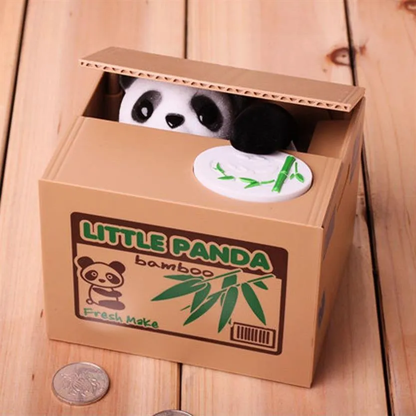 Panda Coin Box Çocuklar Para Bankası Otomatik Kedi Hırsızı Para Kutuları Oyuncak Hediyesi Çocuklar İçin Para Piggy Para Tasarruf Kutusu 201125288J