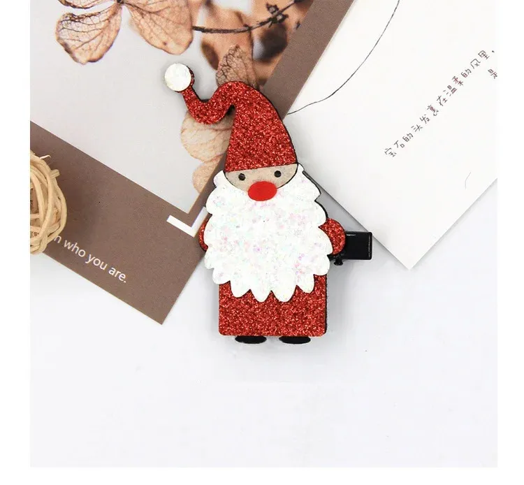 Hårtillbehör 10st mode söt glitter Santa hårklipp solid filt Xmas hårnålar julårets huvudkläder prinsessor hårtillbehör 231124
