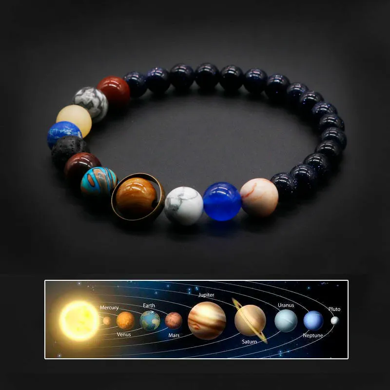 Charm-Armbänder Universum Sonnensystem Damen Naturstein Acht Planeten Männer Freunde Geschenk für Ihn Sie MY8 230424