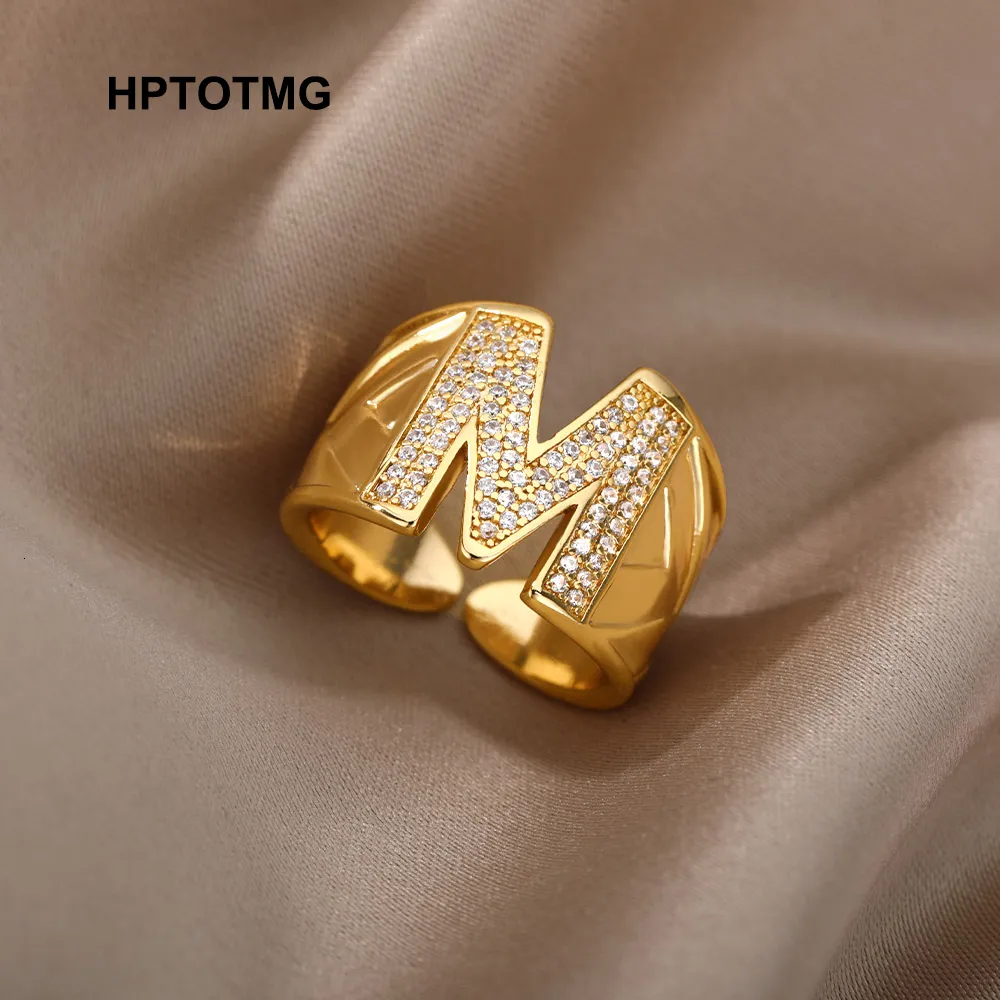 Pierścienie klastra Pierścień Z Regulacja dla kobiet mężczyzn stal nierdzewna Nazwa alfabetu Inicjały Wedding Pierścień Anillo Estetyka Estetyczna Prezent 230424