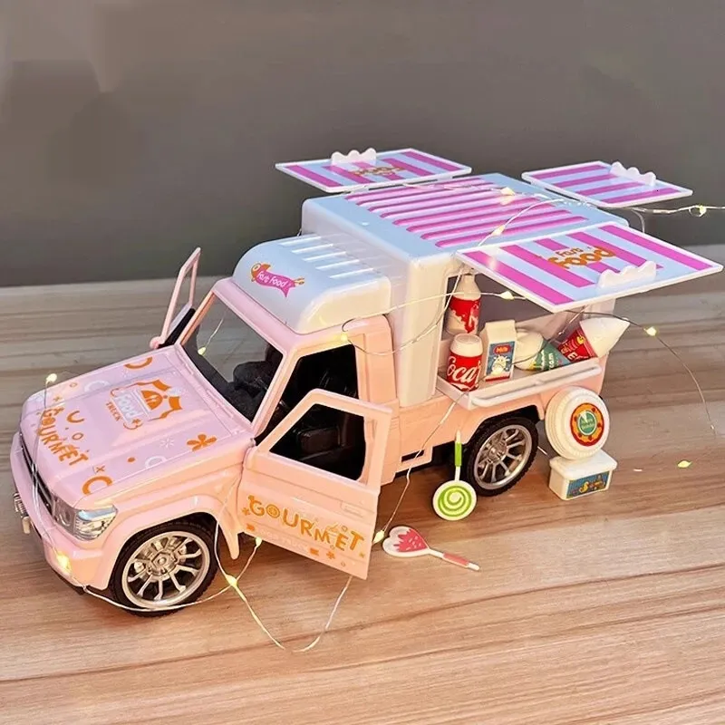 Camion elettrico con porta aperta telecomandato per auto elettrica RC per ragazzi e ragazze Vendita di gelati rosa Giocattolo per bambini Regalo carino 231123