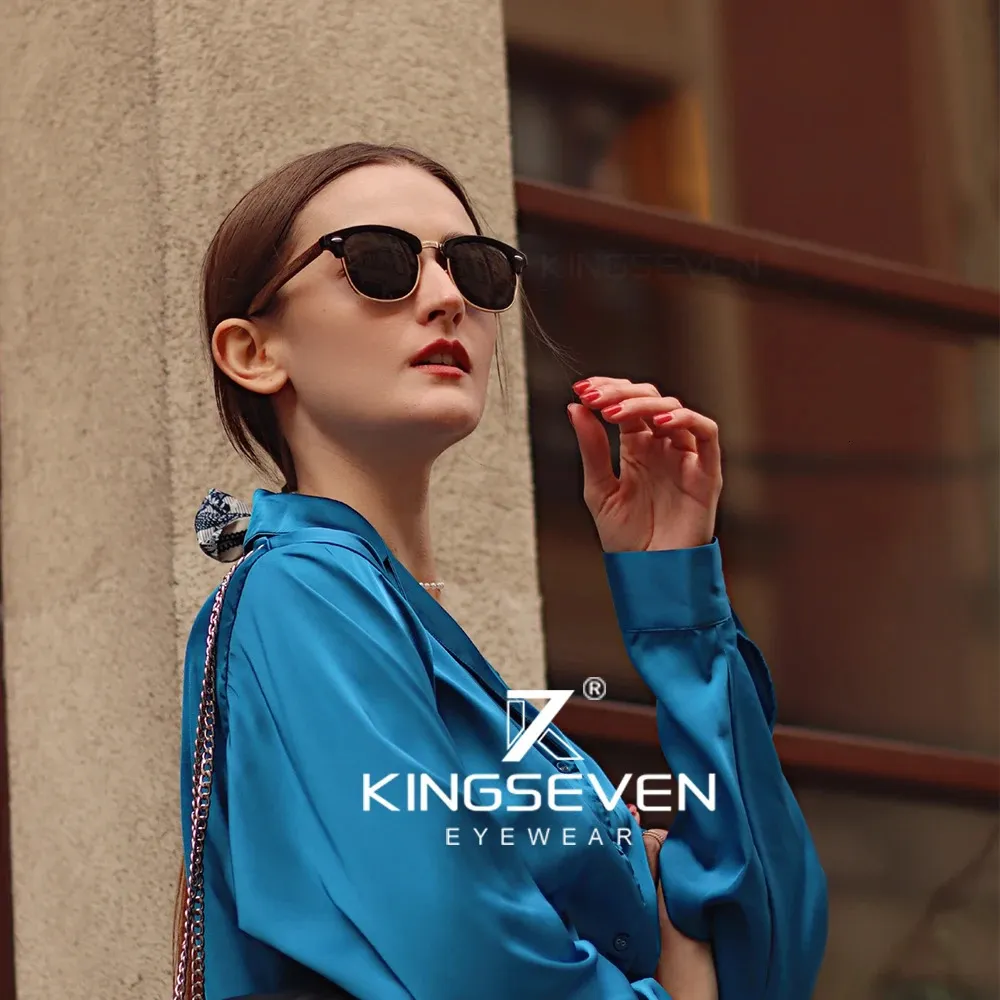 KINGSEVEN Polarized UV400 Wood Round Frame Kingseven Sunglasses