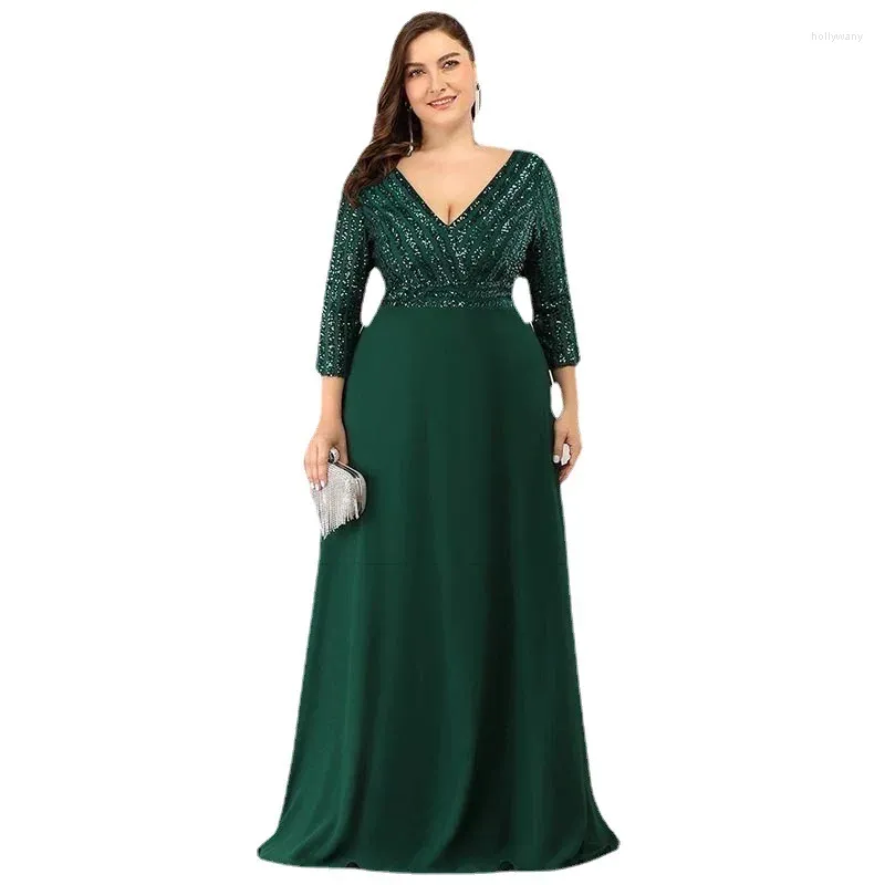 Plus Size Dresses ICCLEK Red Long Dress Vestidos Com Briilho For Parties Women 2023 Elegant Big With Sequin