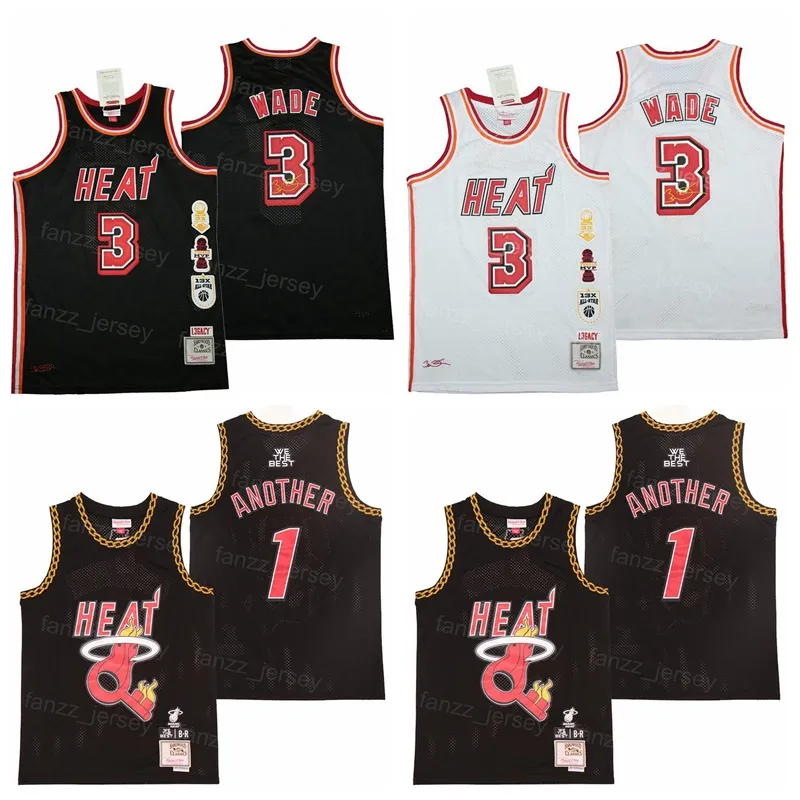 MOIVE 1 Un autre maillot de basket Br Remix DJ Khaled Marble Dwyane Wade 3 Retro Sports respirant Pure Coton Pullover Team Color Black White Vintage Shirt Uniforme