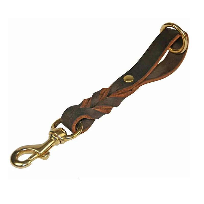 Colliers pour chiens Laisses 30 cm Laisse de chien en une étape Courte ceinture de traction pour animaux de compagnie Tressé en cuir véritable laisse de formation pour chien pour chiens de taille moyenne et grande 231124