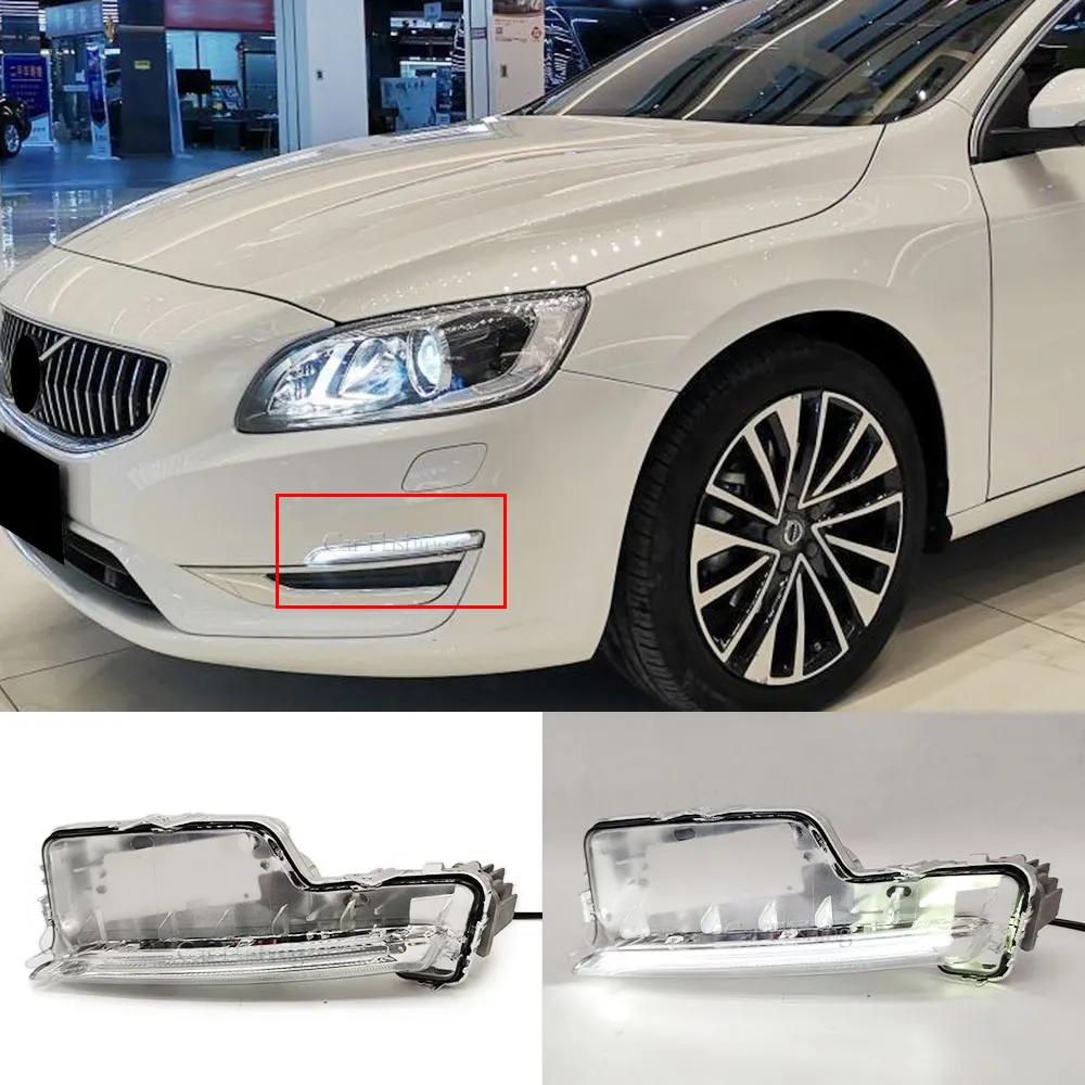 Bilens främre Bumer ledde DRL FOG Ljus Tillbehör Dagsljus för Volvo S60 2014 2015 2016 2017 2018 FOG LAMP