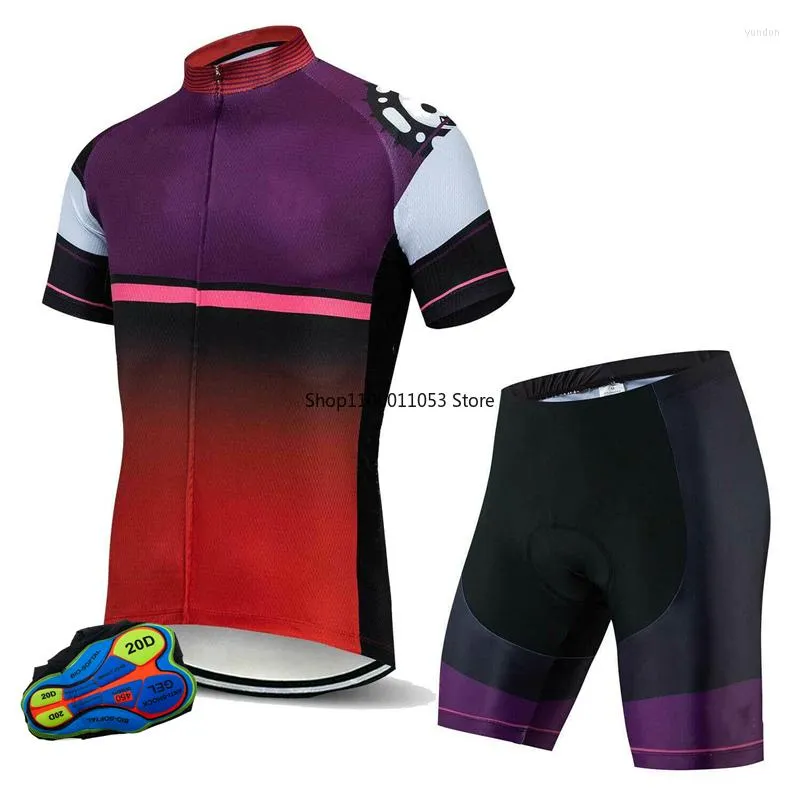 Ensembles de course maillot de cyclisme à manches courtes pour hommes et bavoir fermeture éclair complète combinaison de vélo vêtements de VTT ensemble de séchage rapide