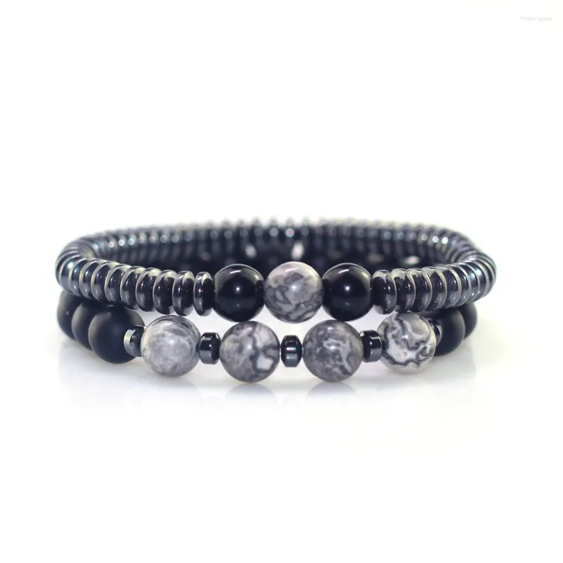 Strand preto obsidiana redonda frisada pulseira para homem presente pulsera bijoux bola jóias aniversário