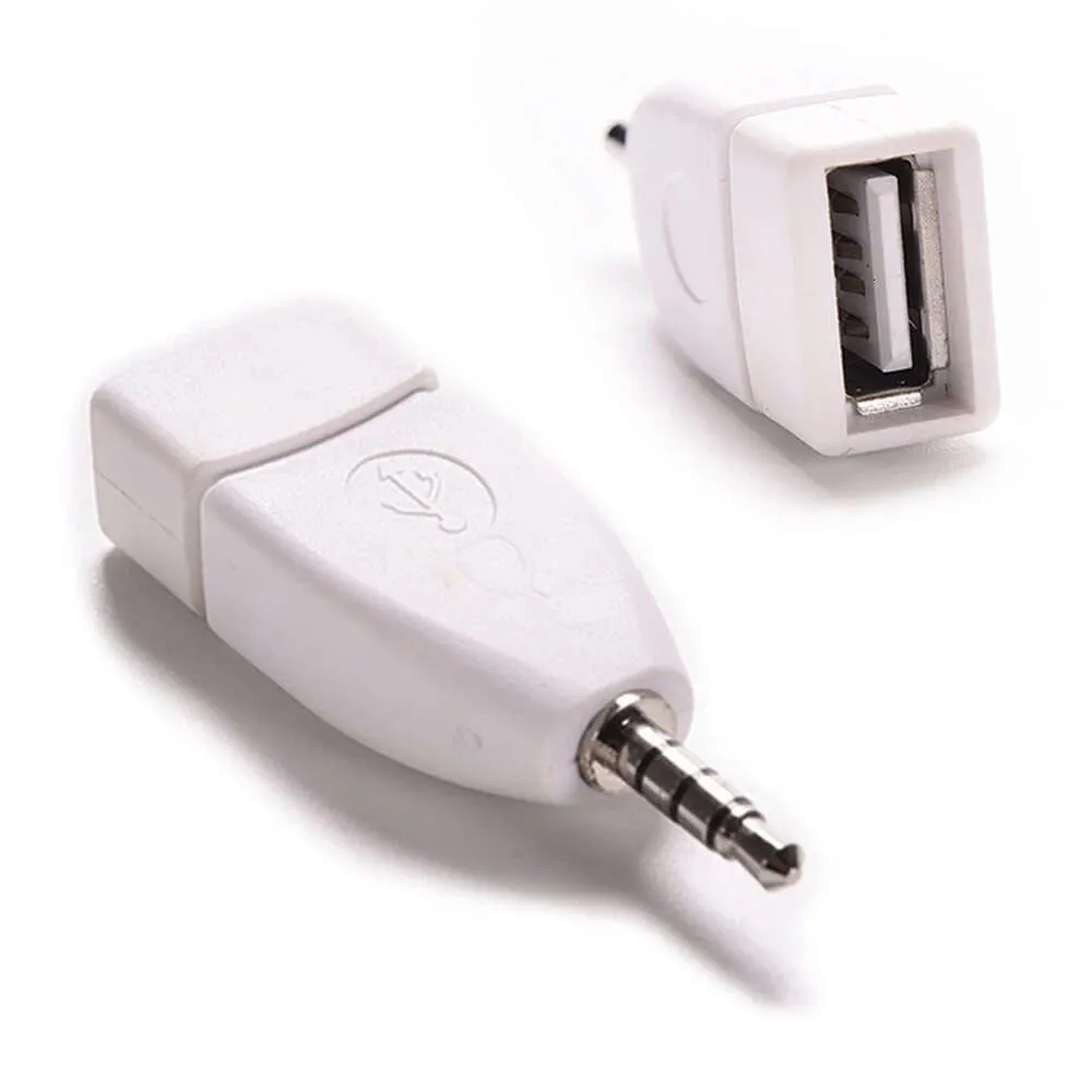 Nieuwe auto audio converter 3,5 mm mannelijke AUX audio plug jack naar USB 2.0 vrouwelijke converter adapter voor autoradio