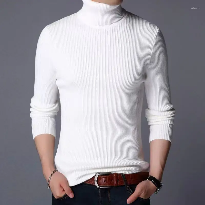 Męskie swetry Zongke White Turtleeck Mężczyźni Ubranie Wysokie kołnierze sweter Sweter Vintage Knit Turtle Neck Man Ubranie 2xl 2023