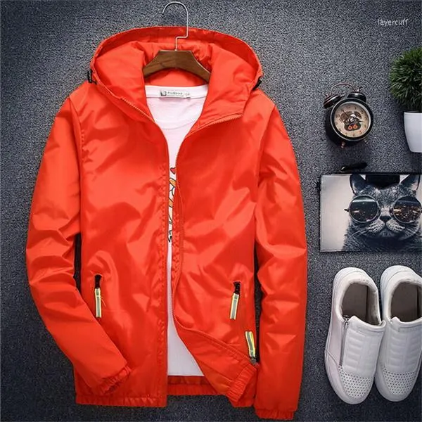 Men's Suits High Quality Spring Autumn Bomber Jacket Men Women Casual Solid Windbreaker Zipper Thin Hooded Coat Outwear Male Plus Size 7XL