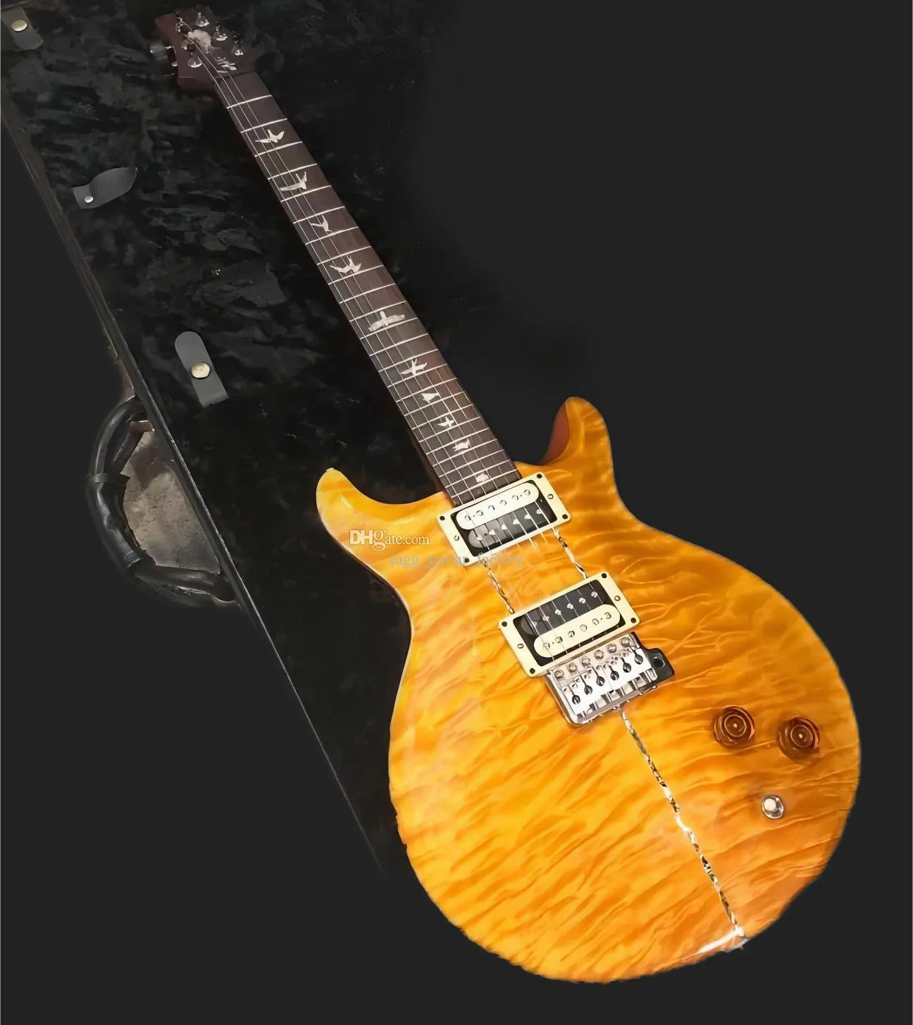 Custom Santana ll Santana Yellow Quilt Maple Top Гитара Reed Smith 24 лада Китайское производство prs Электрогитары