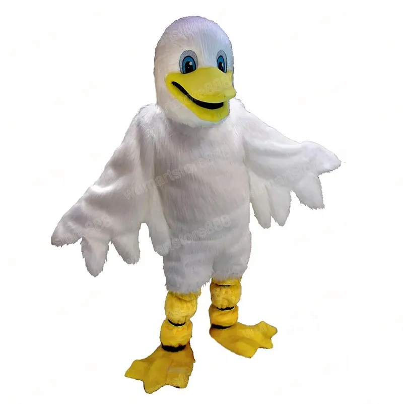 Mais novo branco grande pássaro mascote traje carnaval unisex roupa festa de aniversário de natal ao ar livre festival vestir-se adereços promocionais para mulheres homens