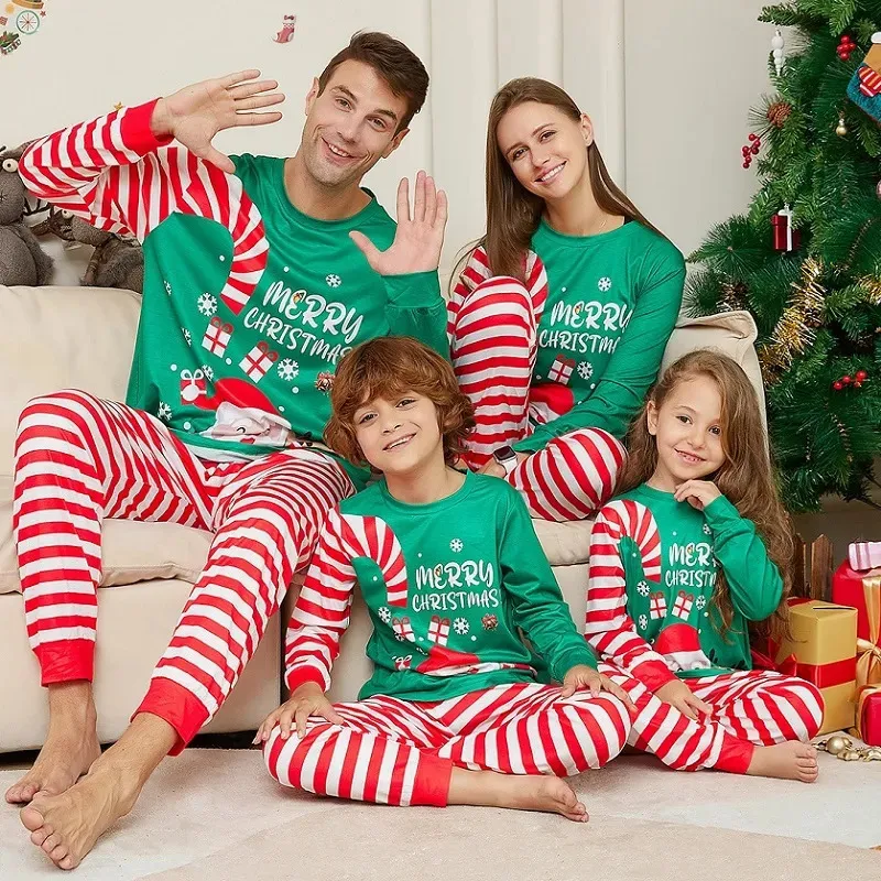 Pyjama Ensemble De Famille Noël Top Pantalon Motif De Noël Bébé Enfant  Adulte