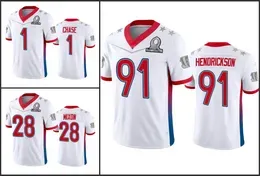 Jersey ''Bengals''Men #28 Joe Mixon 1 Ja'Marr Chase 91 Trey Hendrickson''''Women Youth Custom White Game 2022 NFC Pro Bowl Jersey