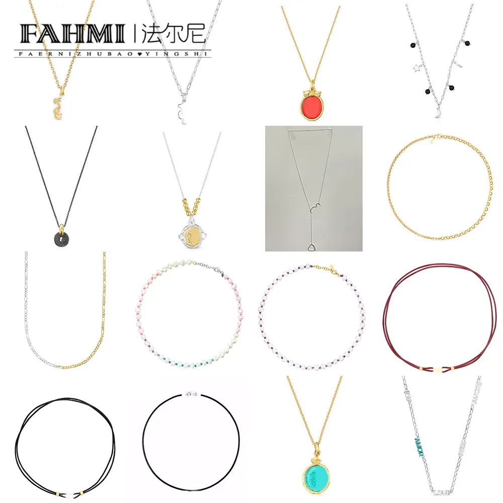 Fahmi Classic Little Bear Red Gem Full Circle Color Stone Color Rep Black Rope Multicolor Nylon Necklaceanniversary, Engagement, Gift, Party, Wedding