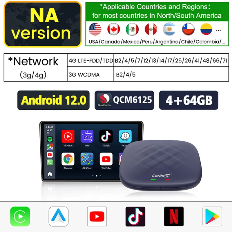 CarlinKit CarPlay Ai Box Android 13 Plus QCM6125 8-core Wireless