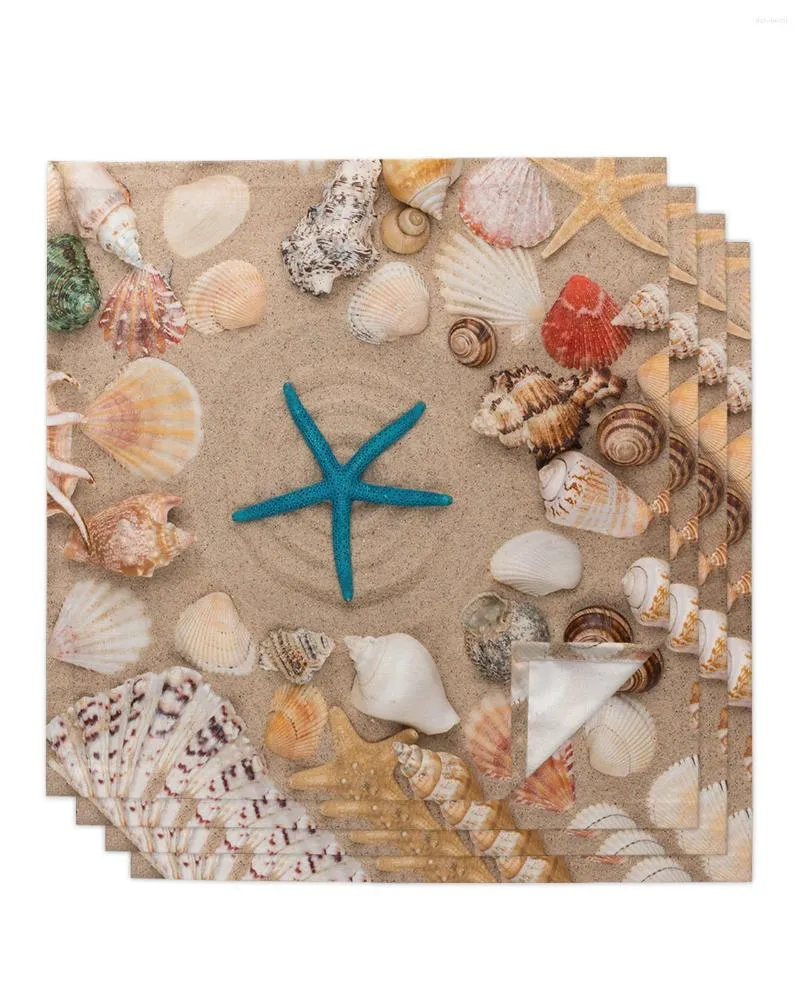 Table Napkin Beach Starfish Shell Sand Napkins Cloth Set Kitchen Dinner Tea Towels Design Mat Wedding Decor