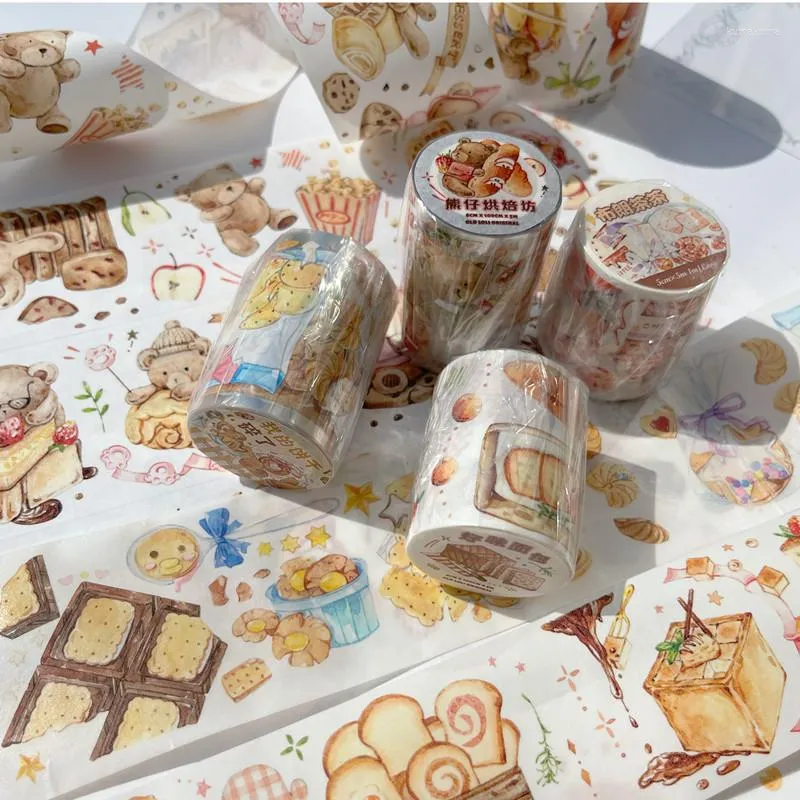 Present Wrap 5m Lovely Baking Bear Swemeat Pet Special Oil Washi Tapes Craft Supplies Masking Tape Diy Scrapbooking Decor Sticker