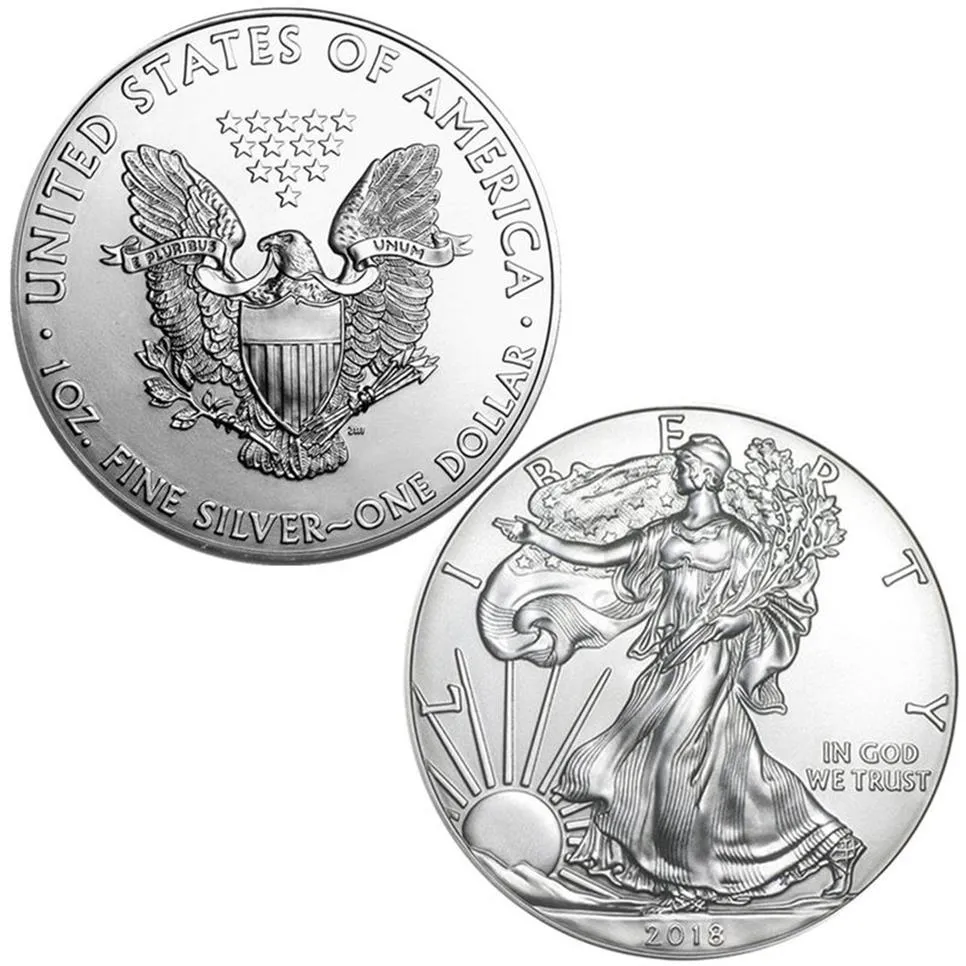 Annan heminredning American Eagle Silver Coin Non Magnetic Statue 1oz Silver Plated 40 MM Commemorative Decoration Non Currency Coll339L