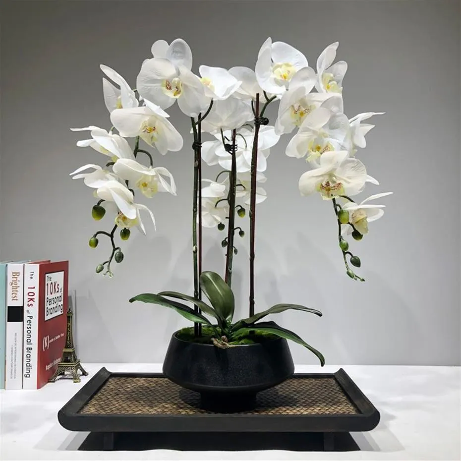 Large Artificial orchid flower arrangement PU real touch hand feeling floor Table Decoration home high quality bouquet no vase 201303m