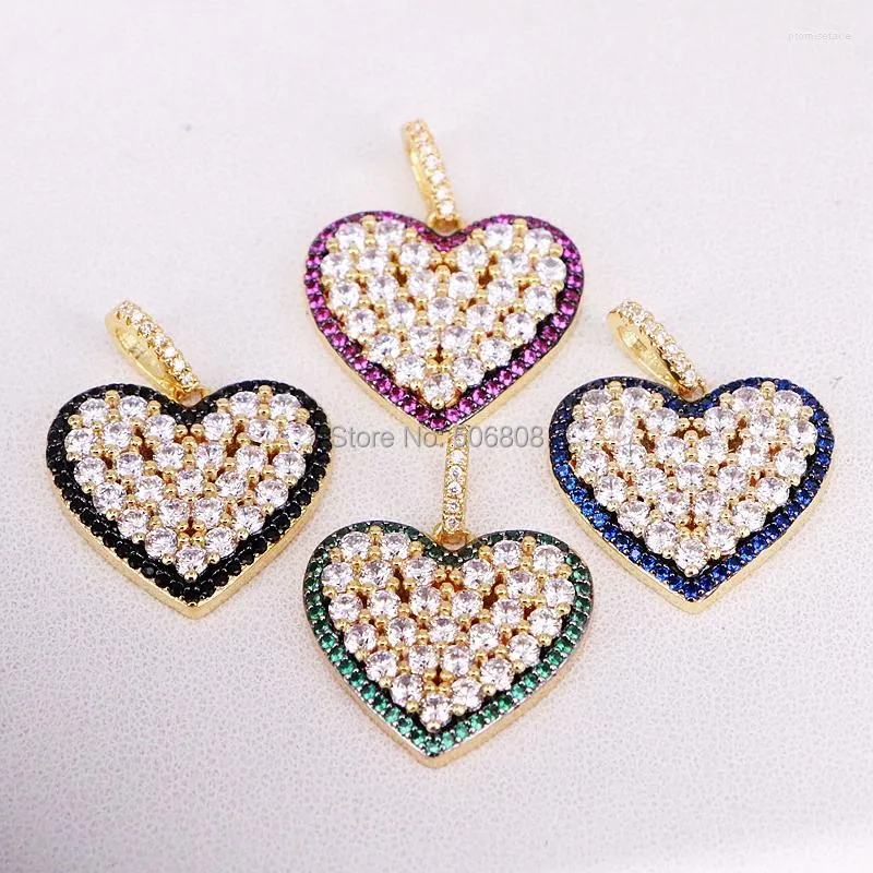 Pendanthalsband 6st Zyz-P6976 Fashion CZ Micro Paled Heart Shape Vackra smycken för Womem Making Trendy Style