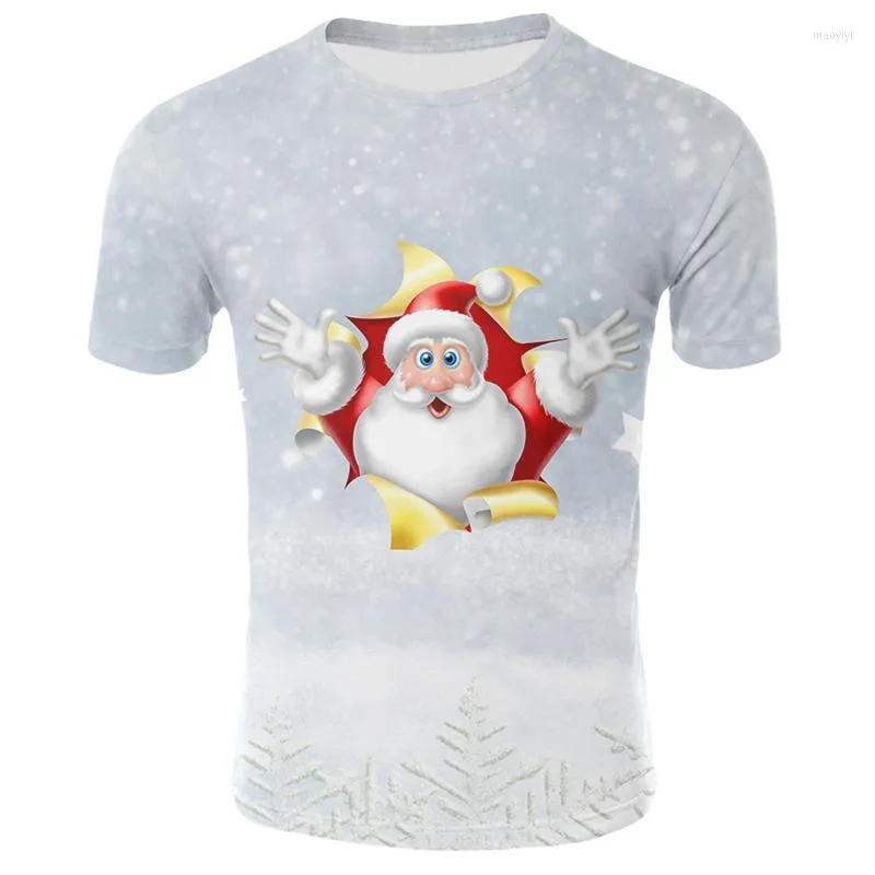 T-shirts pour hommes joyeux noël drôle vêtements pour hommes Anime Galaxy chemise impression 3d femmes T-Shirts rue Couple fête t-shirts hauts